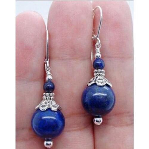 Handmade Beautiful Blue Lapis Lazuli Silver Lever back Earring Jade Earrings
