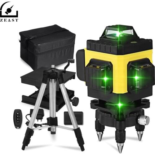 ZEAST 16 Lines 4D Laser Levels Green Self-Leveling 360 Horizontal&Vertical Powerful Green Beam Hanging with Bracket/Tripod