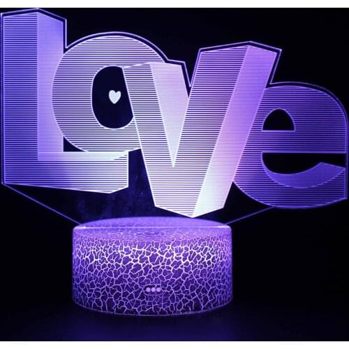 LOVE Birthday Gift ValentineS Day Series 3D Table Lamp Remote Control Touch Creative Colorful Night Lamp