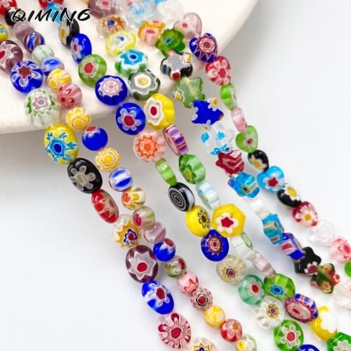 6/8mm Oval Round Beads Evil Eye lampwork flower Glaze Beads Lampwork bead roundbead Spacer Beads for jewelry bracelets necklace