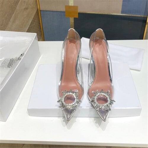 2021 New Hoof Heel Womens Pumps Genuine Leather Sole Shoes Luxury Brand Designer Shoes Hot Sell Crystal Pumps Popualr High Heel
