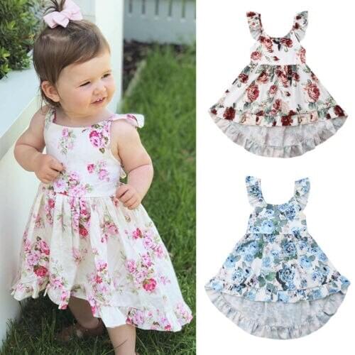 Girl Clothes Girl Dress Summer Toddler Kid Baby Girl Flower Print Clothes Sleeveless Princess Dress Sundress