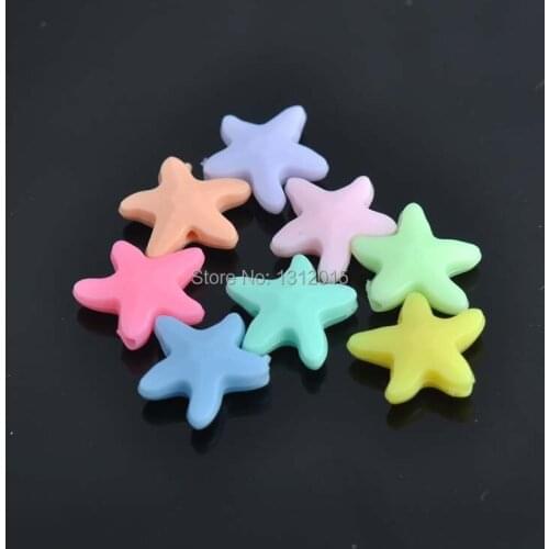 Wholesale 21x19mm 50pcs Mixed Color Acrylic Starfish Spacer star Beads For jewelry handmade YKL0203