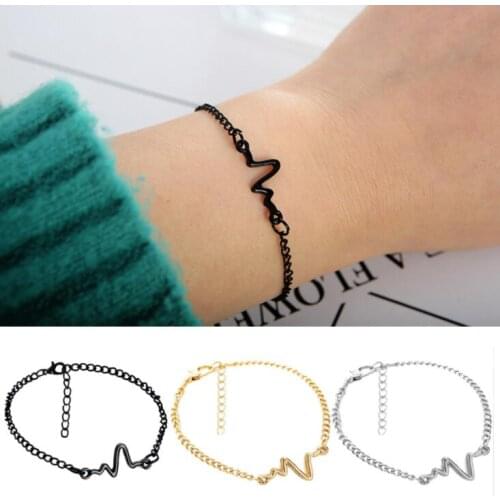 Creative Hot Sale Simple Personality Design ECG Lightning Bracelet Lovers Heartbeat Frequency Bracelet for Gift
