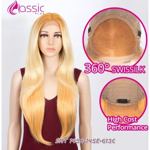 Classic Plus Synthetic Lace Front Wig 28 Inch Ombre Blonde Orange Straight Wig Cosplay wigs for Black Women Heat Resistant