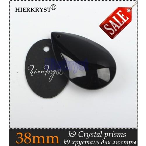 HIERKYST 50 pcs K9 Glass Crystal Prisms Pendants Chandeliers Parts Lustres Rainbow Lamp Lighting Hang Drops Black 38mm #2252-6B