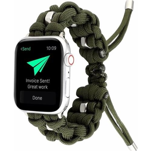 Umbrella rope Nylon Rugged Strap for apple watch band 44mm 40mm iwatch series SE 6 5 4 3 2 1 42mm 38mm Replacement bracelet belt