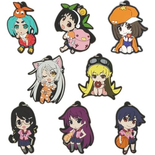 Bakemonogatari Anime Monogatari Monstory Araragi Koyomi Senjougahara Oshino Shinobu Kawaii Rubber Keychain
