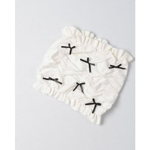 Sexy Pleated Umbilical Cute Bow Knitted Tube Top Women Sweet Fashion Knitted Blouses Casual Female Shirts Chic Camisoles