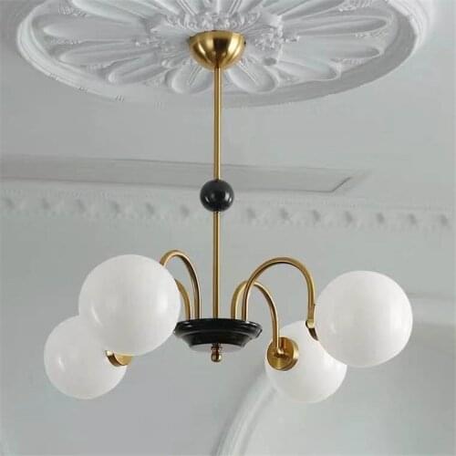 Modern White Glass Ball Pendant Lights Retro Home Decor Living Room Decoration Silvery Pendant Lamp Designer Kitchen Fixtures