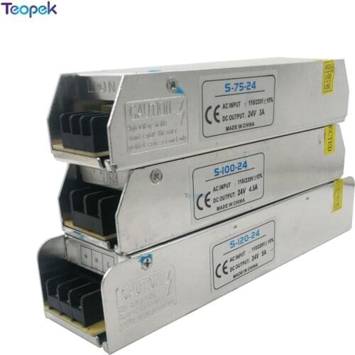 Super Slim Version 24V 3A 72W 4.5A 100W 5A 120W Switch Power Supply AC110-220V to DC24V AC-DC Constant Voltage Driver Strip Size