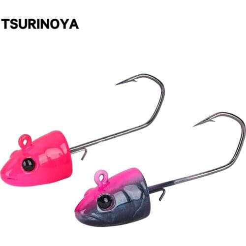 TSURINOYA JIG HEAD Hooks 11g 14g Lead Jig Soft Lure Worm Fish shaped Crank Fishing Hook Sea Bass Jigging Metal Fishing Tackle