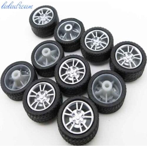 10pcs/lot 2*16mm mini rubber wheel diy car model part simulation plastic tires