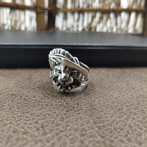 12Pcs/Lot Wholesale adjustable civet cat ring with in eye green crystal wildcat jewelry