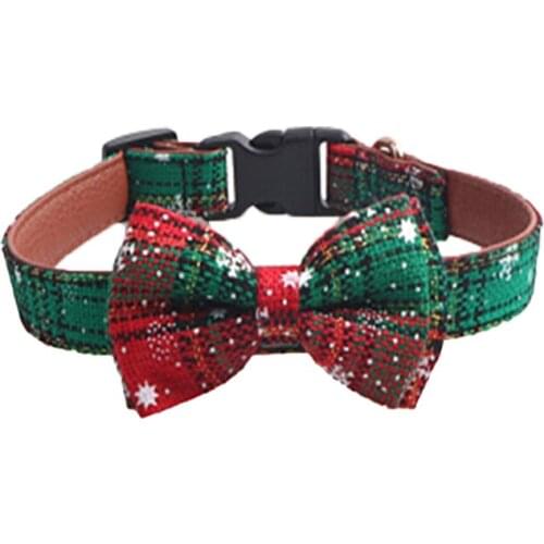 20PCS / LOT Christmas Series Pet Dog Collar Cat Bowknot Bowtie Adjustable Snowflake Collar Dog Accessories