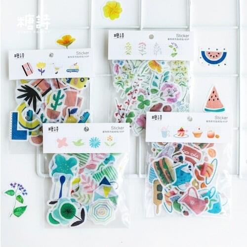 40 Pcs/Set Lovely Plant Afternoon Tea Series Paper Sticker Cartoon Decorative DIY Scrapbooking Stick Label Diary Stationery