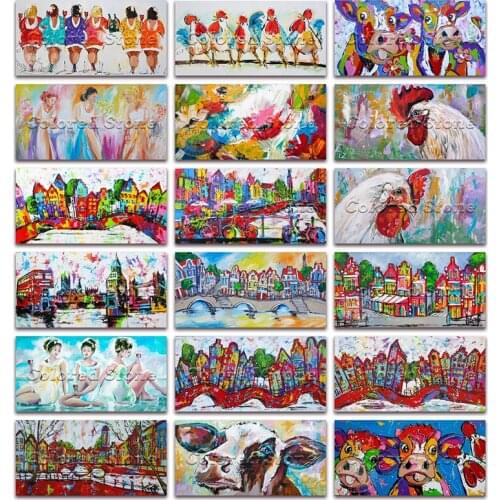 New Diamond painting Fat lady cartoon Woman Colorful animal cow Cattle Full Square Drill embroidery Cross stitch mosaic FW HC 03