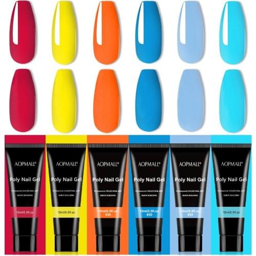 AOPMALL® Brighten 6 Color 15ml Poly Extension Nail Gel Set Manicure Nails Art Design Semi Permanent Extension Gel Polish