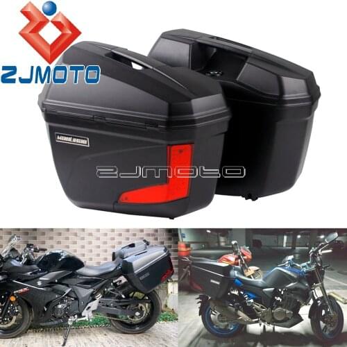 2pc 23L Motorcycle Scooter Side Box Tail Luggage Storage Case w/LED Light For Honda Yamaha Suzuki BMW Custom Saddle Bags