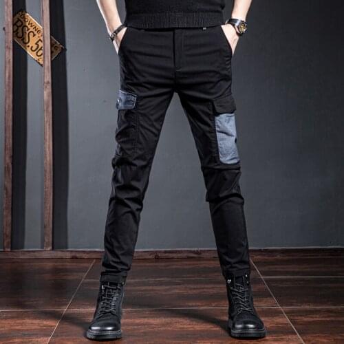 Cargo Pants Men Fashion Slim Fit Pencil Pants Mens 2021 Summer New Black Casual Trousers