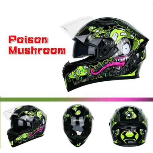 Poison Mushroom Four Season Double Shield Motorcycle HELMET DOT ECE Approved Flip Up Motorbike HELMET Motorbikes