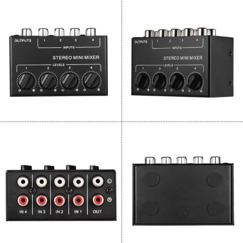 CX400 Mini Passive Stereo Mixer Rca 4-Channel Passive Mixer Small Mixer Mixer Stereo Dispenser for Live Studi-o