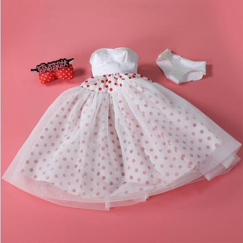 DBS BJD 1/3 Doll Polka dot tube dress with Hairpin for support for only 62cm articulated doll SD