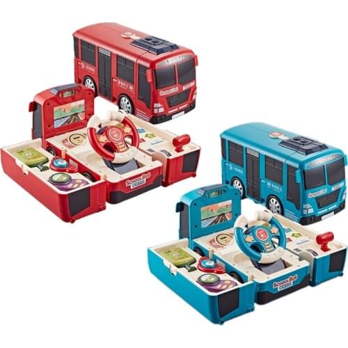 Eletric Simulation Steering Wheel Bus Toy with Light Sound Children Kids Musical Educational Copilot Stroller Steering Toys GXMB