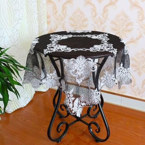 European Mesh Lace Embroidery Beaded Balcony Tablecloth Korean Simple TV Bedside Table Cloth Towel Christmas Wedding Decoration