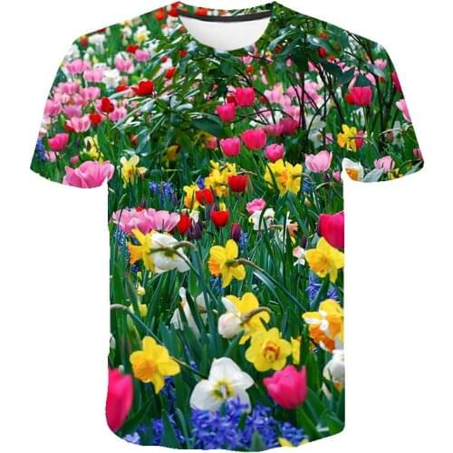 Tulip Rose Flower t shirt mens Streetwear New Summer 3D Print Men Fashion Harajuku t-shirt Funny Hip-hop Casual Tops XXS-6XL