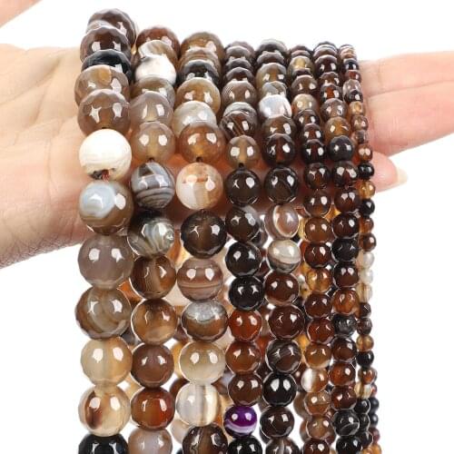 Faceted Coffee Striated Agates Onyx Natural Stone Beads Spacer Round Loose Bead For Jewelry Making DIY Bracelets 4/6/8/10/12MM