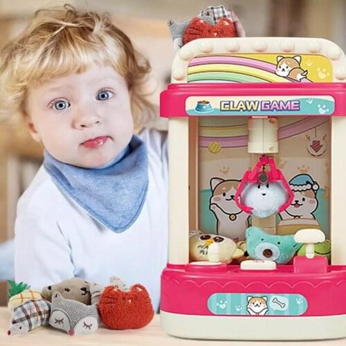 Toy Doll Mini Catch Machine House Candy Catcher Grabber Claw Arcade Crane Game Automatic Vending Kit USB Music Light Kids Gift
