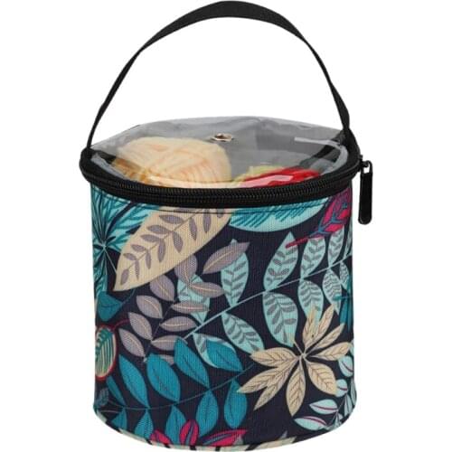 Circular Knit Bucket Leaf Wool Bag Yarn Crochet Sundries Oxford Cloth Storage and Finishing Handbag