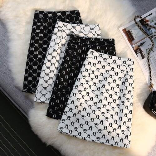 Limiguyue Fashion Summer Women Short Skirt Hip A Line Letter Print Skirt Office High Waist Skirts Mini Saia Streetwear K1962
