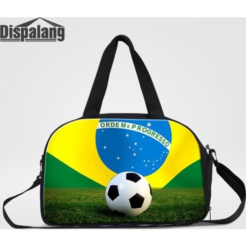 Dispalang Men Canvas Duffle Bag Football Printing Travel Bags Basketball Custom Weekend Overnight For Students Messenger Handbag