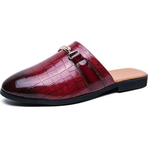 Crocodile Pattern Mens Mules Shoes 2021 Summer Outdoor Street Fashion Trendy Comfort Breathable Leather Casual Slippers for Male