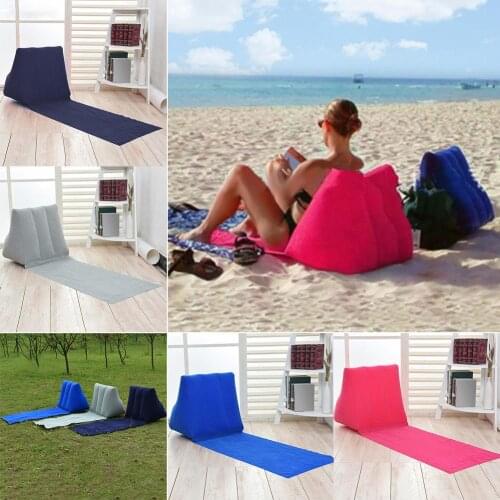 Foldable Camping Mat Inflatable Beach Lounger Mat Soft Beach Triangle Cushion PVC Camping Leisure Back Pillow Cushion Chair Seat