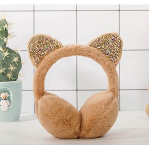 Earmuffs Earmuffs Fashion Sequins Cover Female Plush Earmuffs Childrens Cute Cartoon Cute Cat Ears Warm Earmuffs