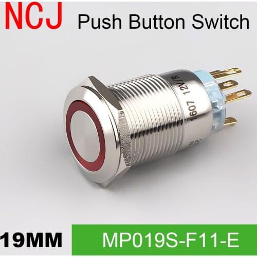 NCJ 19mm Metal Push Button Switch IP67 Maintained Alternate & Momentary push button switch with LED lamp 5A