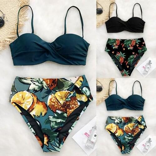 New Arrival Women Summer Bikinis Fashion Print Sexy Bikini Push-Up Pad Swimwear Swimsuit Beachwear Set 2021 bikini swimsuit
