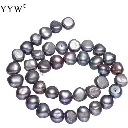 Wholesale Pearls Cultured Potato Freshwater Pearl Beads Grey 9-10mm 0.8mm 15 Inch For Jewelry Making DIY Necklace Bracelet