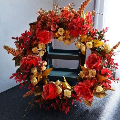 Autumn décor Vintage Golden Christmas ornaments home birthday garland Wedding grapevine Front door wreath artificial flowers