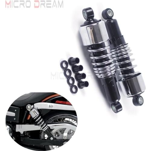 Pair Chrome Rear Suspension Shocks 267mm/10.5" Motorcycles Progressive Absorber For Harley Dyna Touring Sportster XL 1988-2017