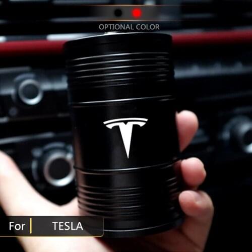 For Tesla Model 3 Model S Model X Model Y Car Accessories Car Logo Ashtray Aluminum Alloy Ashtray Creative Customize Logo