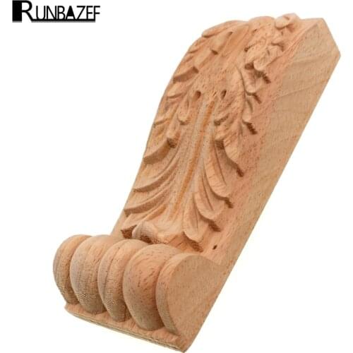 RUNBAZEF Corbel Rome Stigma Wood Carved Onlay Long Applique Unpainted Home Decoration Accessories Craft Figurine Ornaments