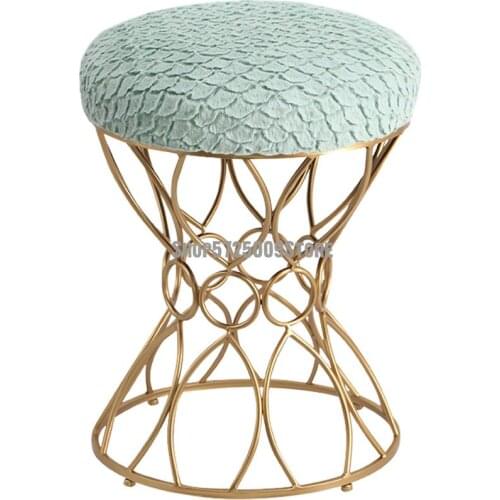 Modern Iron Dressing Stool Changing Shoes Sofa Stool Chair Bedroom Princess Stool Makeup Stool Simple And Creative North Europea