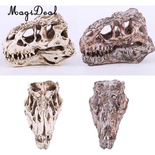 MagiDeal Resin T-rex Dinosaur Skull Heads Replica Skeleton Figurine Collection Miniature Bar Decor Home Decoration Accessories