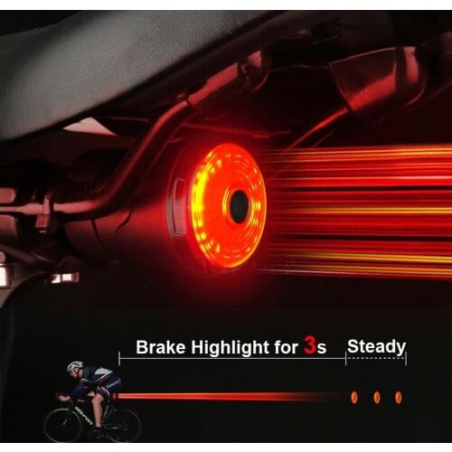 Smart LED Bicycle Rear Light Auto Start Stop MTB Bike Lights USB Rechargeable IPX5 Waterproof Cycling Lamp Bicycle Accessories