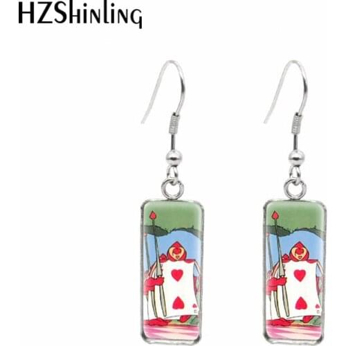 Vintage Alice in Wonderland Paintings Rectangular Hook Dangle Drop Earrings Fashion Jewelry for girls