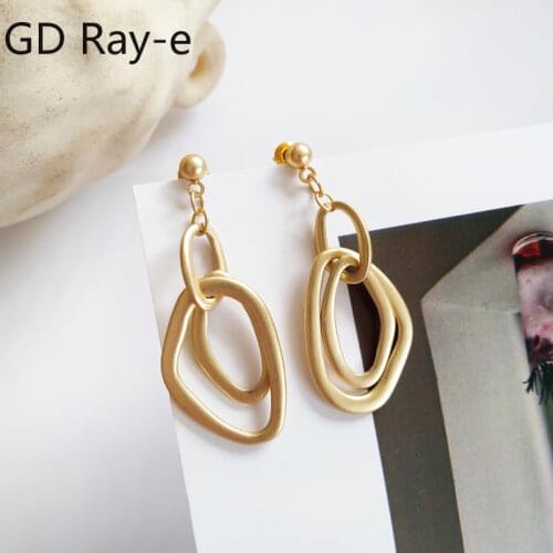 Womens New Fashion Retro Irregular Geometric Earrings Temperament MatteKorean Earrings177